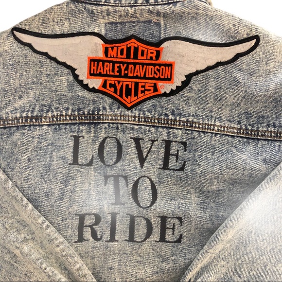 Vintage Jordache Harley Davidson Denim Jean Jacket - Picture 6 of 7